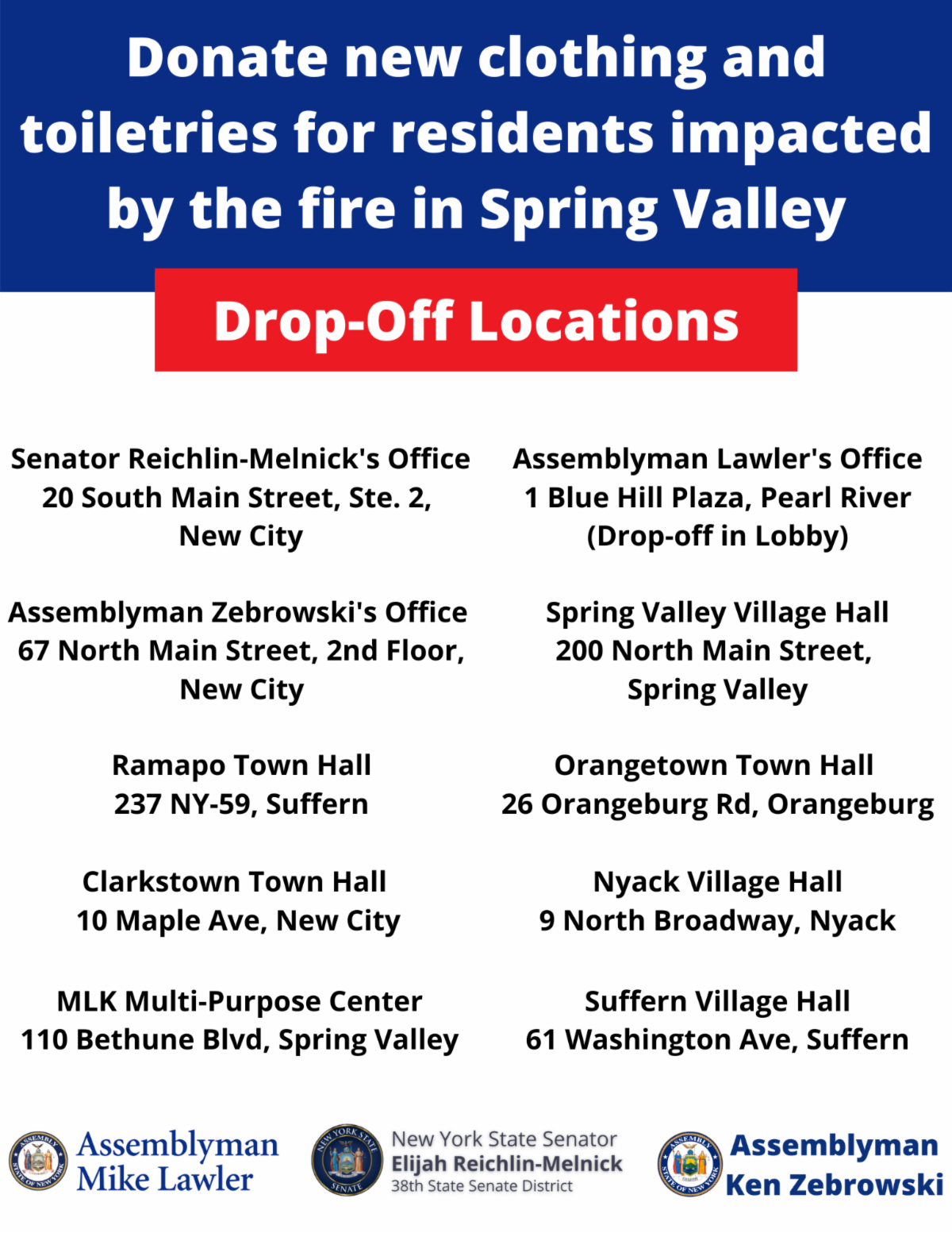 Donations for those impacted by Spring Valley fire being accepted at various location in the county