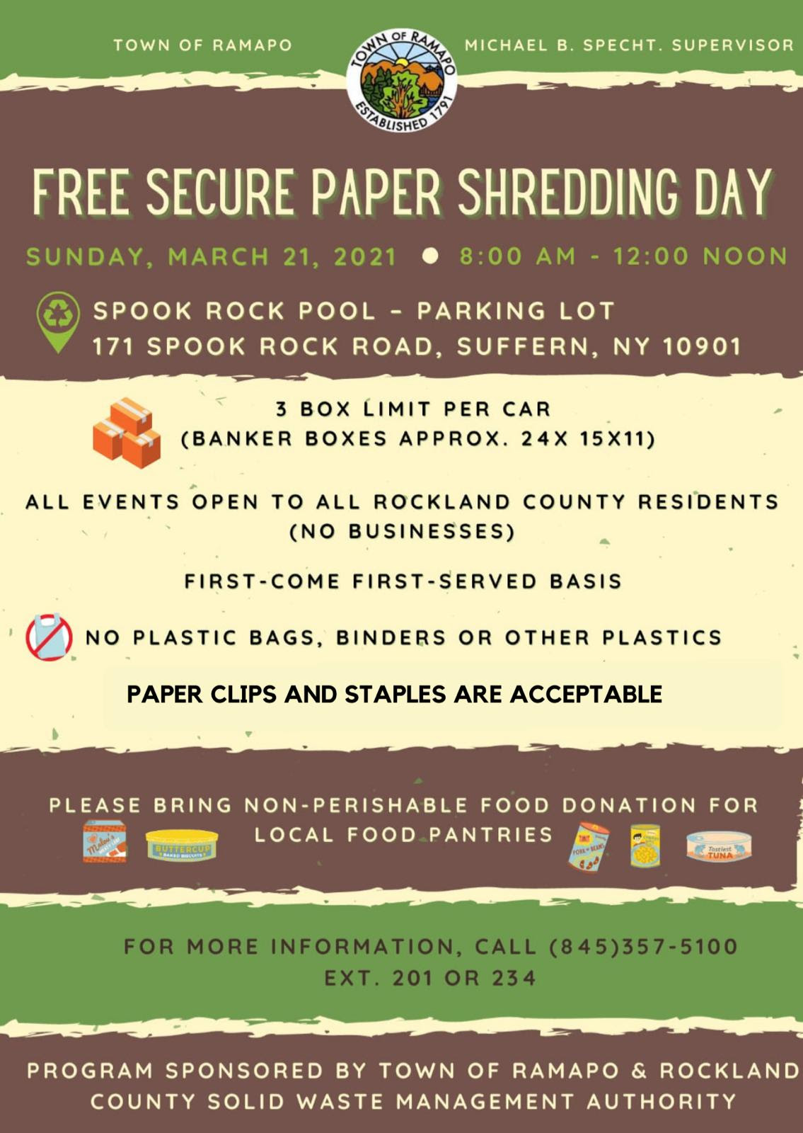 Ramapo offers free secure paper shredding March 21st Rockland News