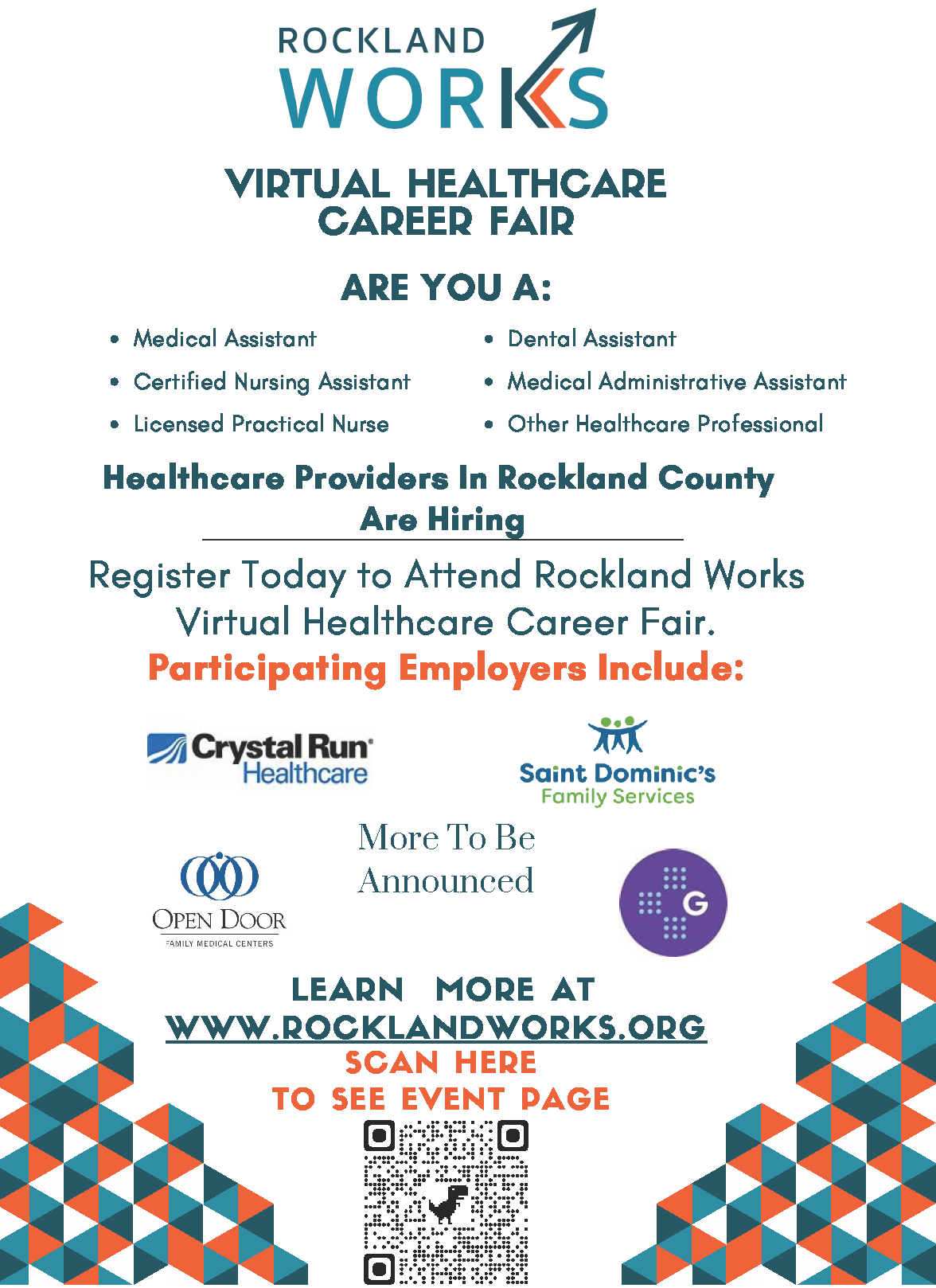 RocklandWorks to host healthcare career fair April 26th through April 30th