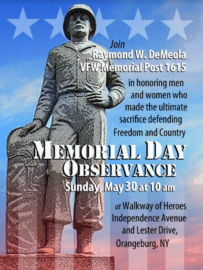 Raymond W. DeMeola VFW Memorial Post 1615 to host Memorial Day observance in Orangetown on May 30th