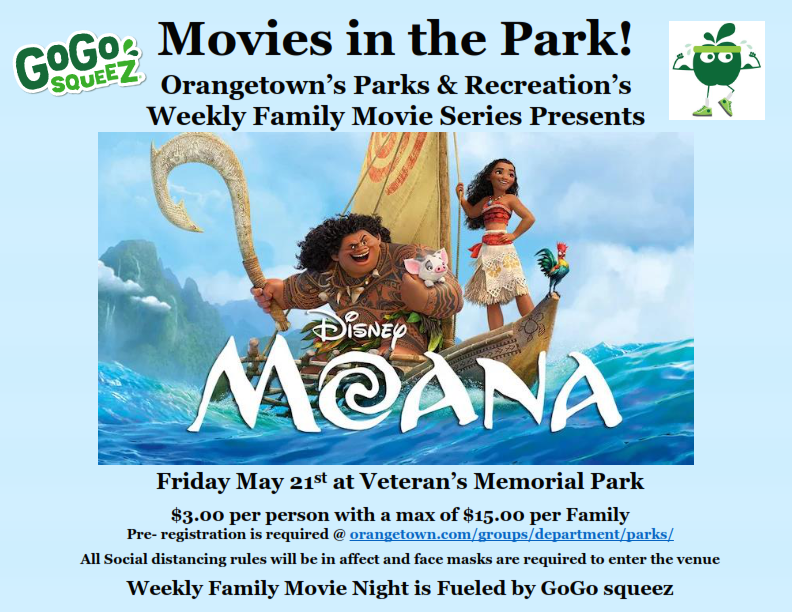 Orangetown to show Moana on May 21st