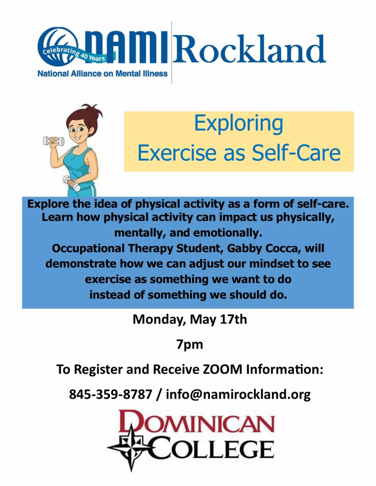 NAMI presents Exploring Exercise as Self-Care May 17th