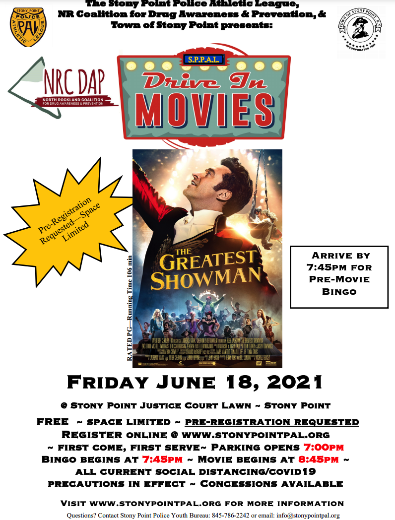 Stony Point PAL to present The Greatest Showman on June 18th