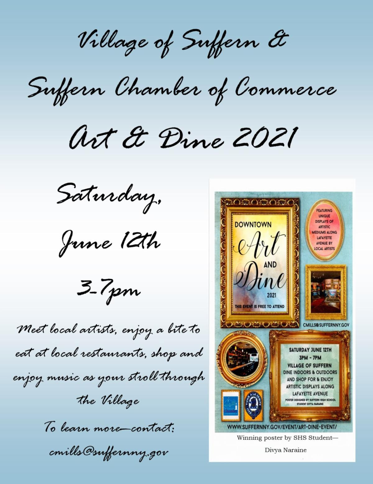 Art & Dine in Suffern on June 12th