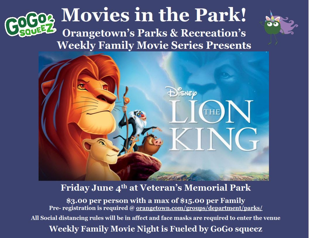 Orangetown Parks & Rec present the Lion King on June 4th
