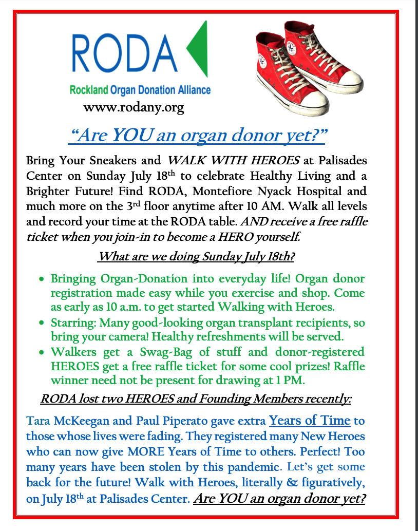 Are you a organ donor yet?  ‘Walk With Heroes’ on July 18th