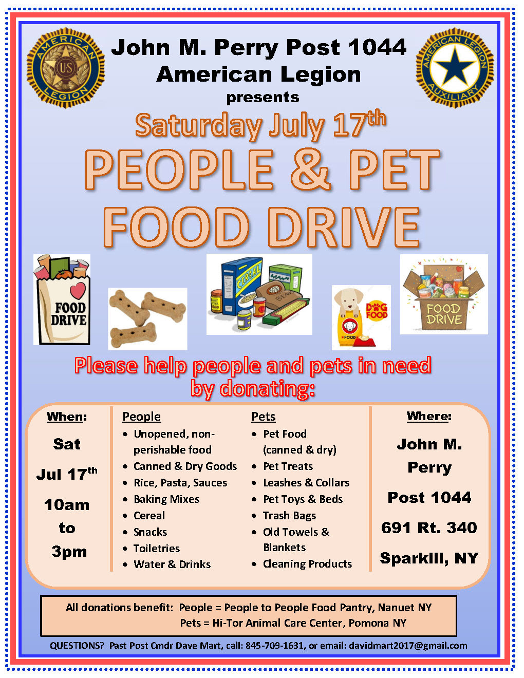 American Legion Post 1044 to host People & Pet Food Drive on July 17th
