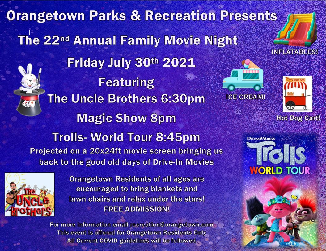 Orangetown Parks & Rec present 22nd annual Family Movie Night