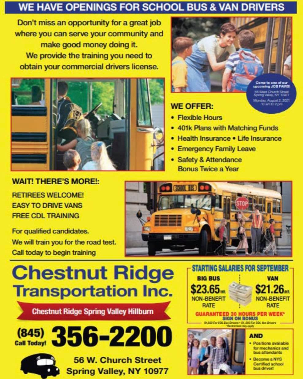 Chestnut Ridge Transportation is looking for bus drivers