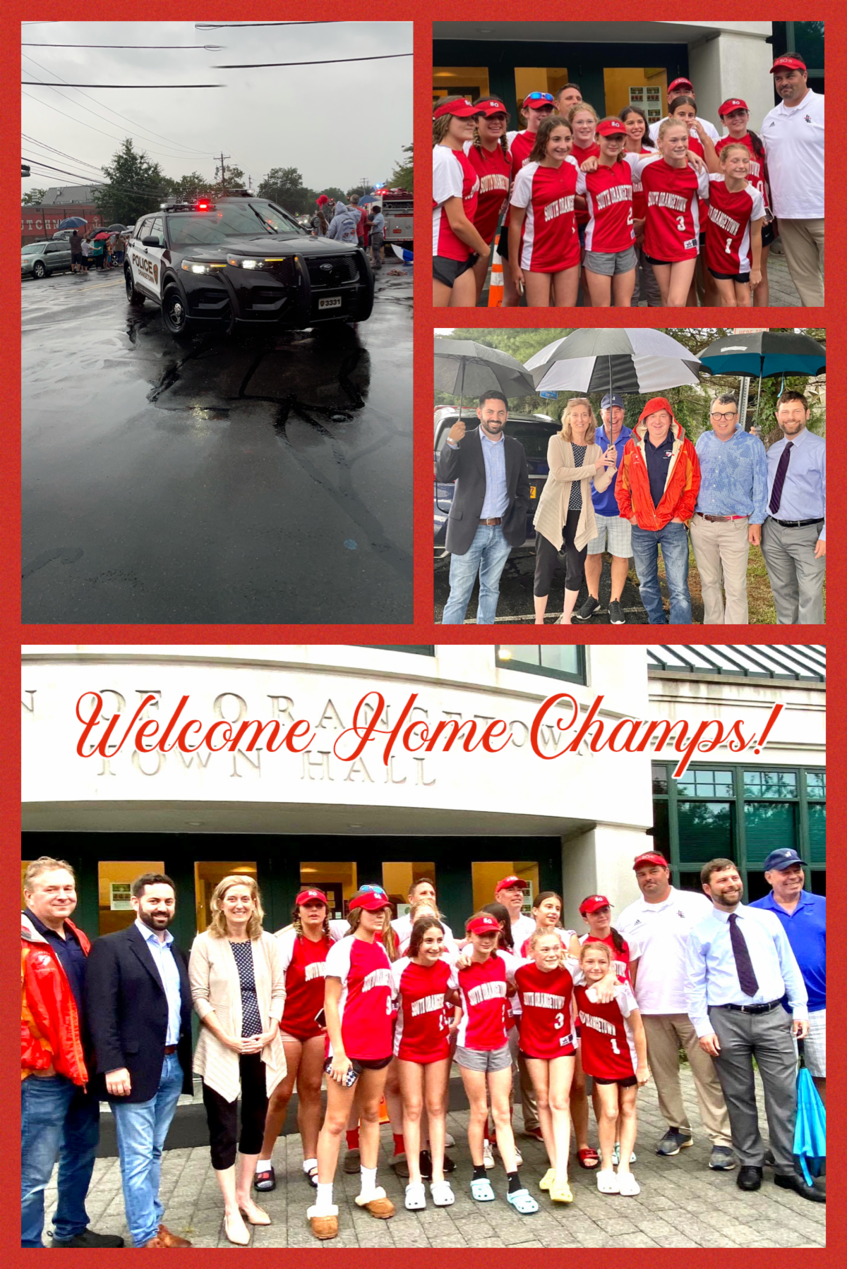 The Champion South Orangetown Little League Girls 12u come home to celebration