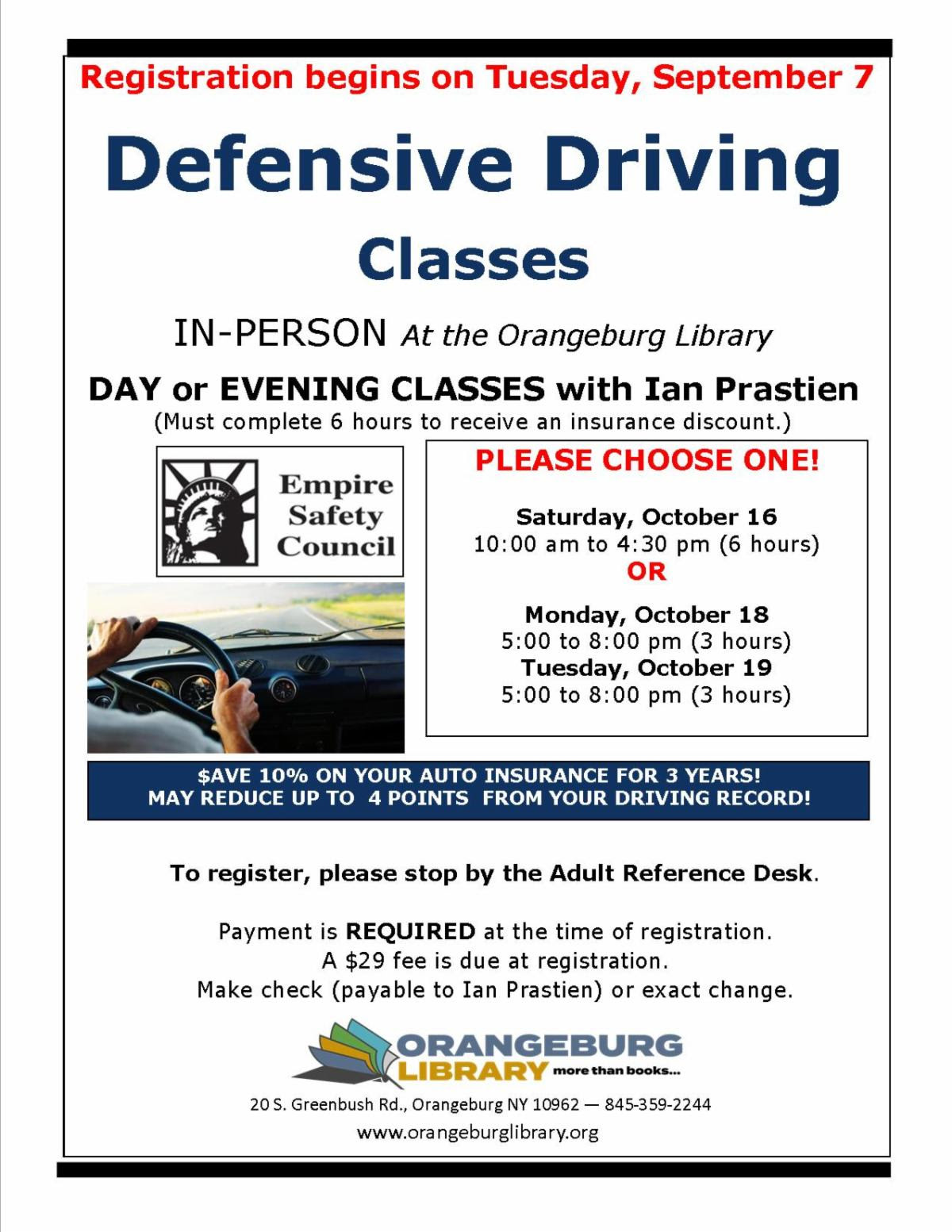 Defensive driving courses at Orangetown Library Rockland News