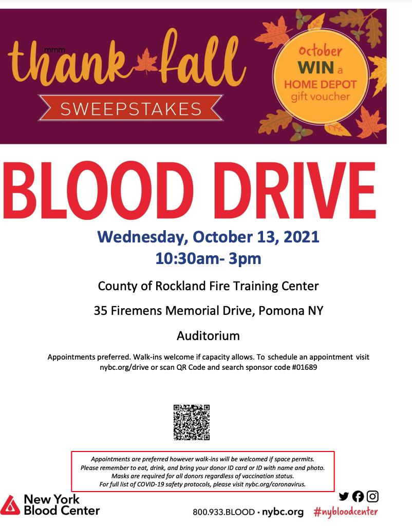 Blood drive October 13th