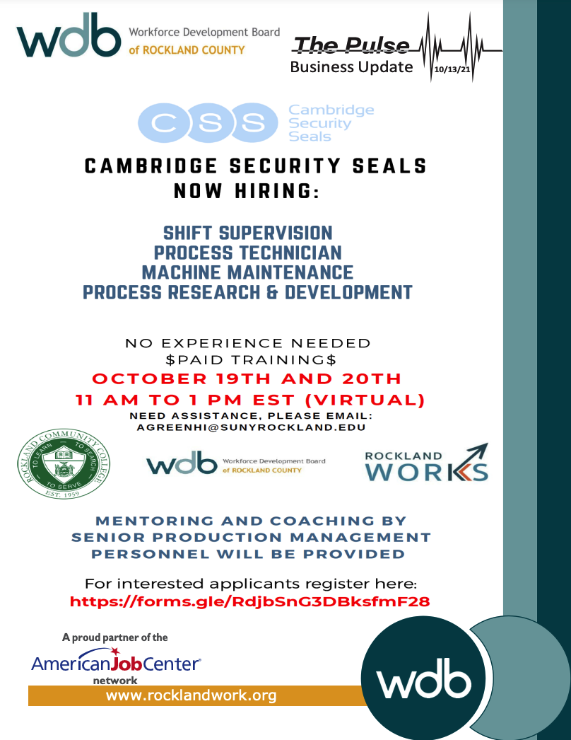 Virtual Hiring Event to be held October 19th and 20th