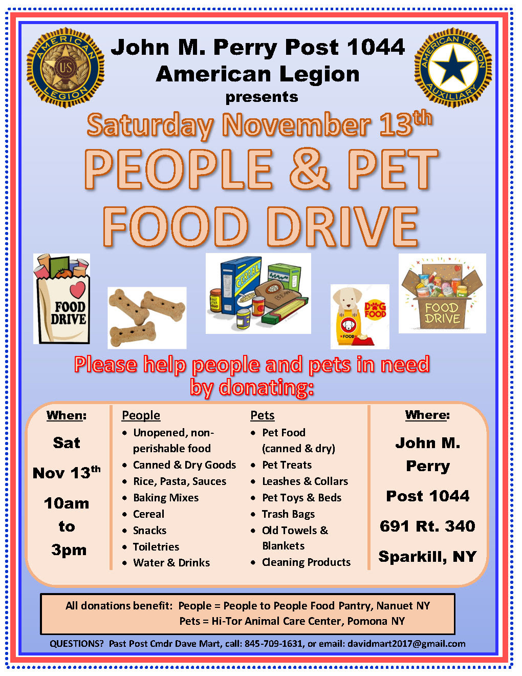 People & Pet Food Drive November 13th