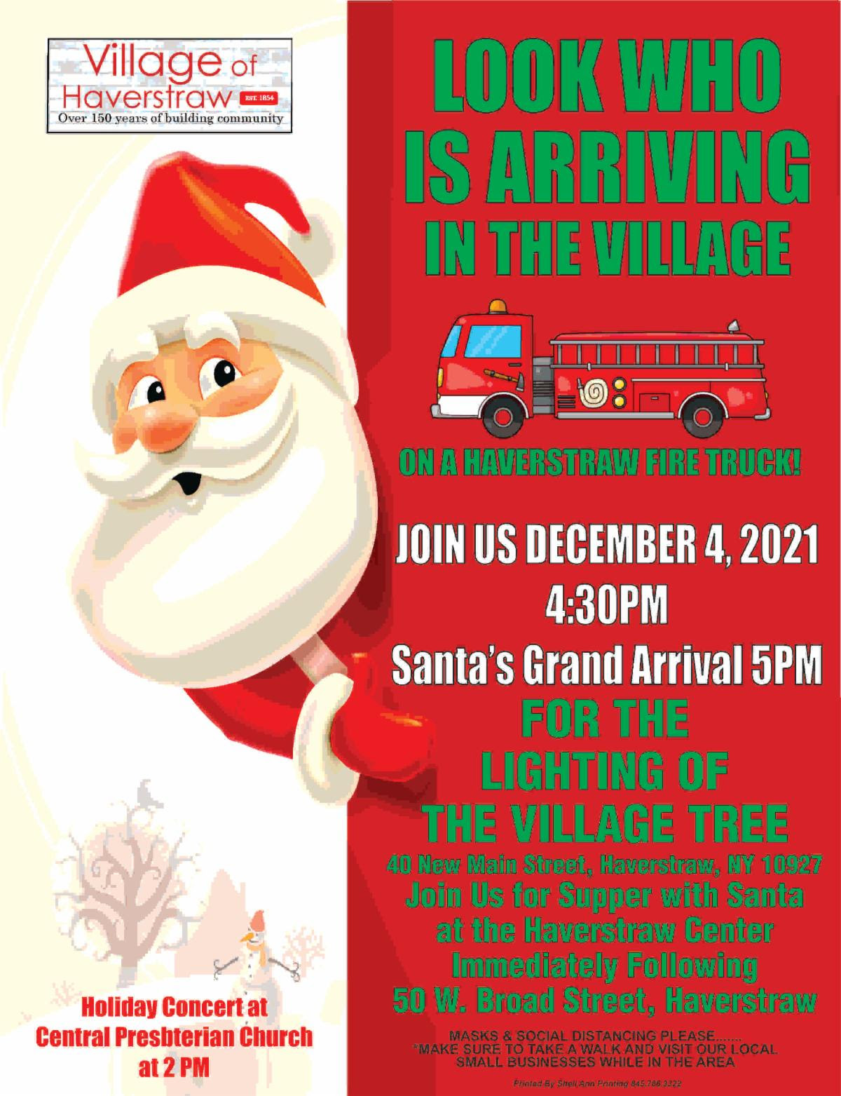 Santa is coming to Haverstraw December 4th