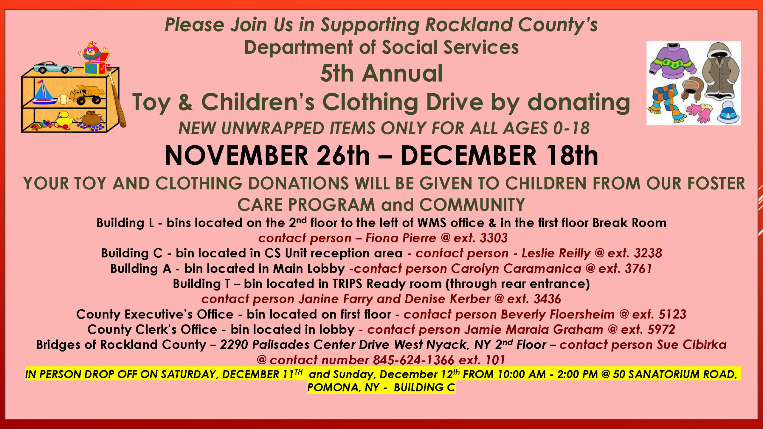 Annual DSS Toy and Clothing Drive Begins