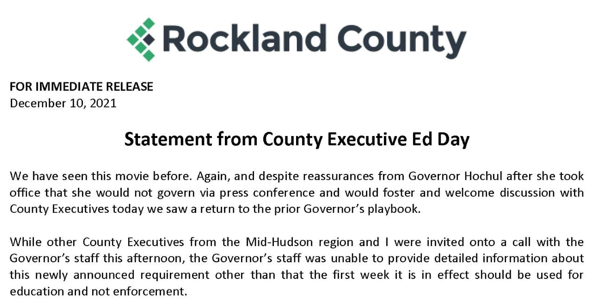 County Executive Day Responds to NYS New Mask Requirements