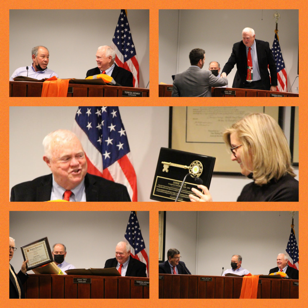 Orangetown Councilman Denis Troy attends last meeting