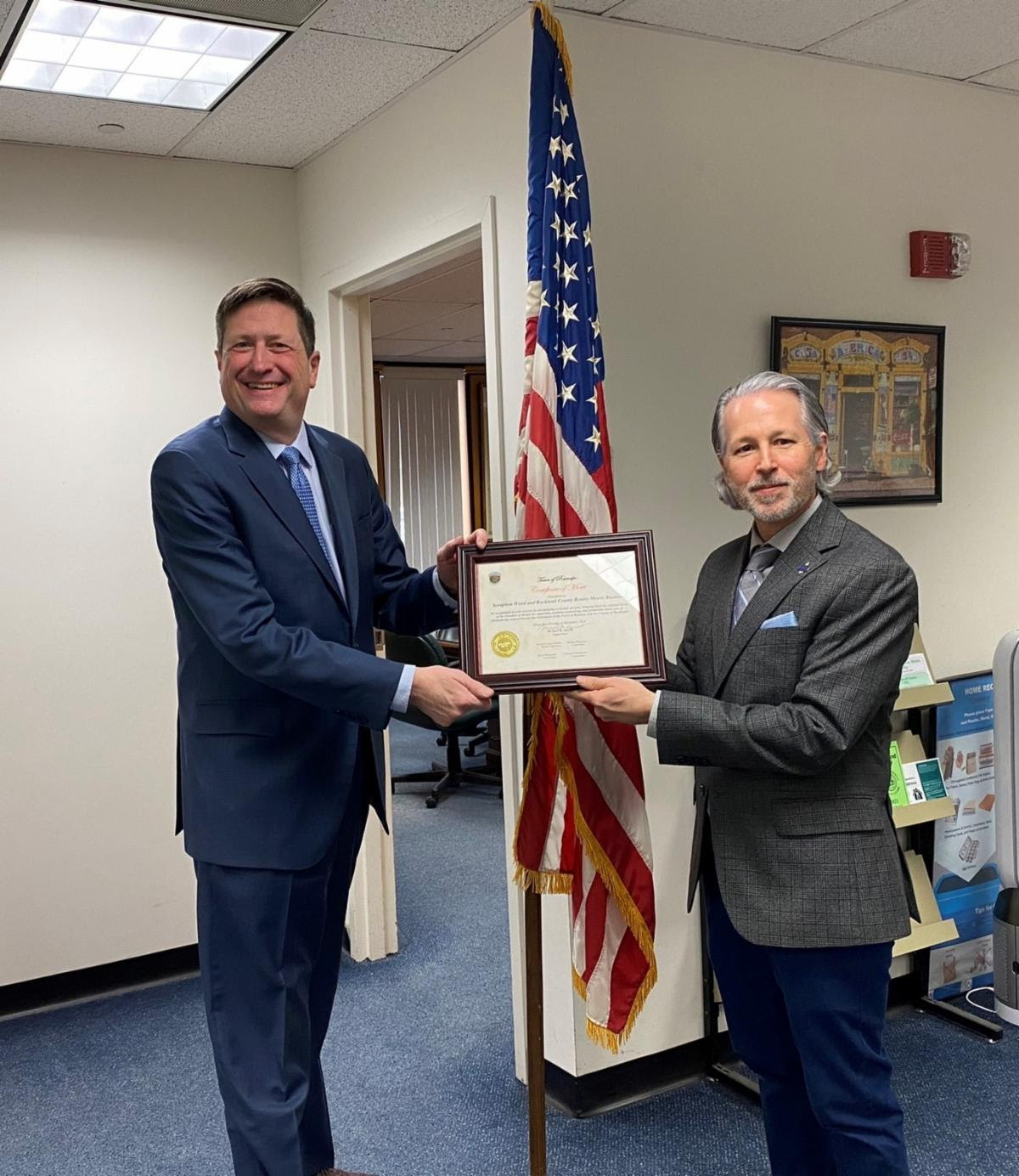 Ramapo presents Woods with Certificate of Merit