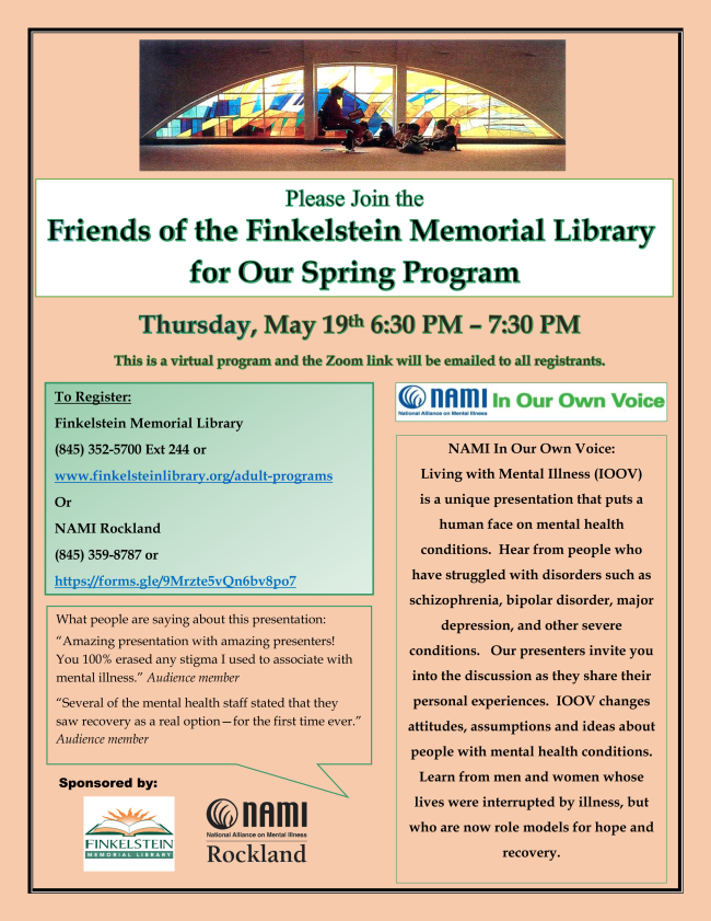 Friends of Finkelstein Memorial Library for The Spring Program