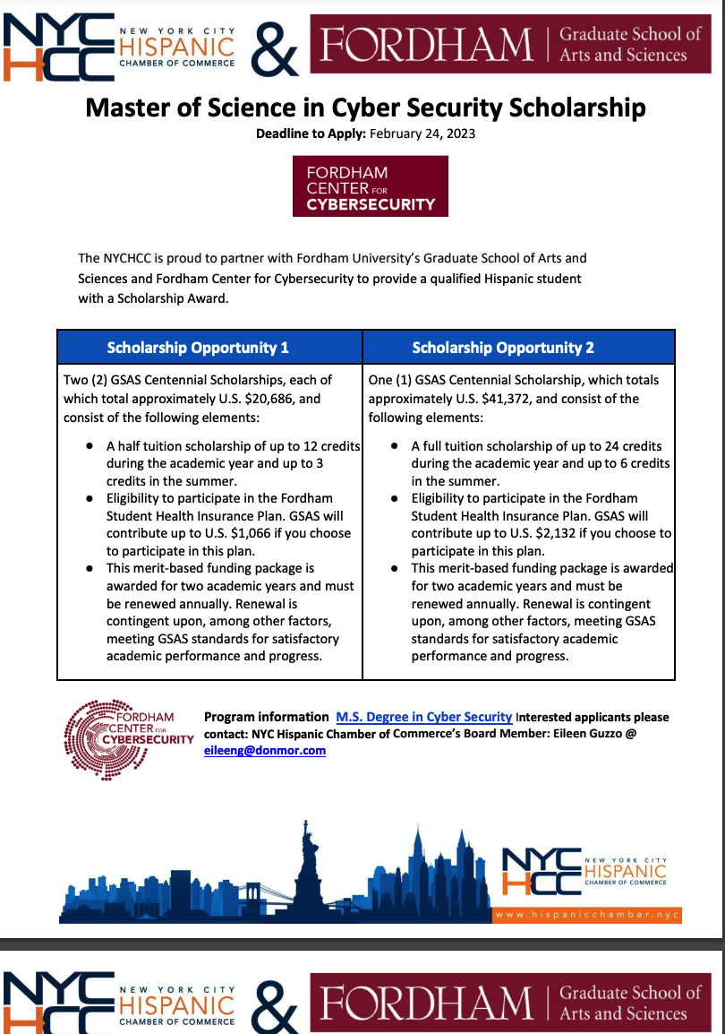 Master of Science in Cyber Security Scholarship deadline extended through March 1st.