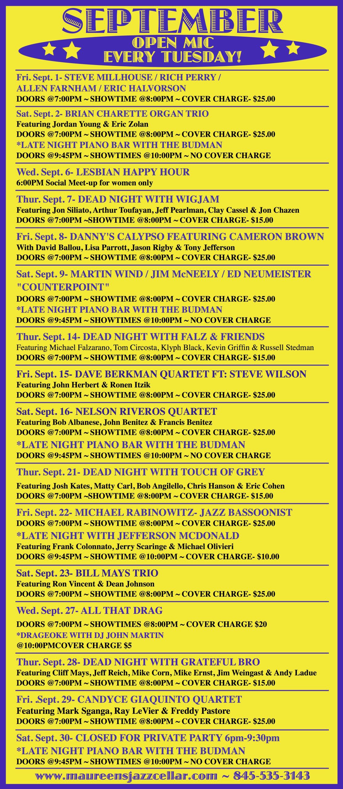 Maureen’s Jazz Cellar – September