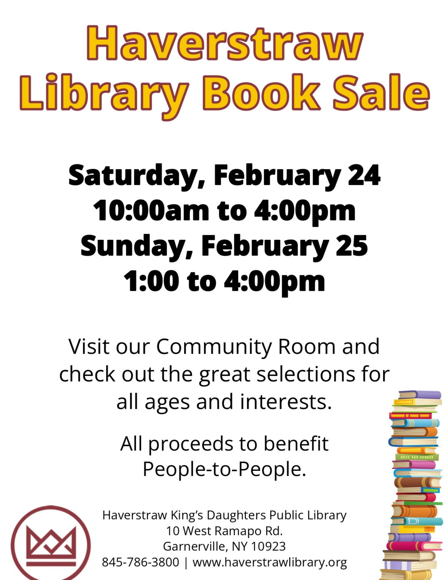Haverstraw Library Announces Community Book Sale Benefiting People-to-People