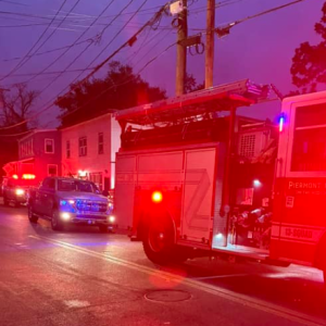 Oil spill emergency trucks in Piermont