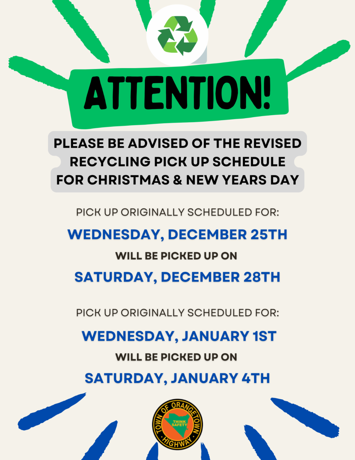Orangetown revised recycling schedule for Christmas, New Year’s Day